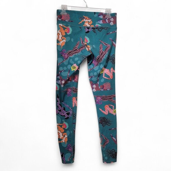 Pitaya Size M Teal Green with Abstract Ladies Graphic Yoga Leggings - Picture 3 of 11